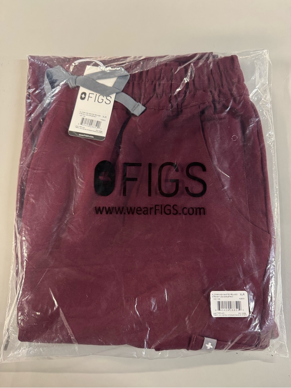 FIGS Dowa High-Rise Straight-Leg Burgundy Scrub Pants - Picture 2 of 3
